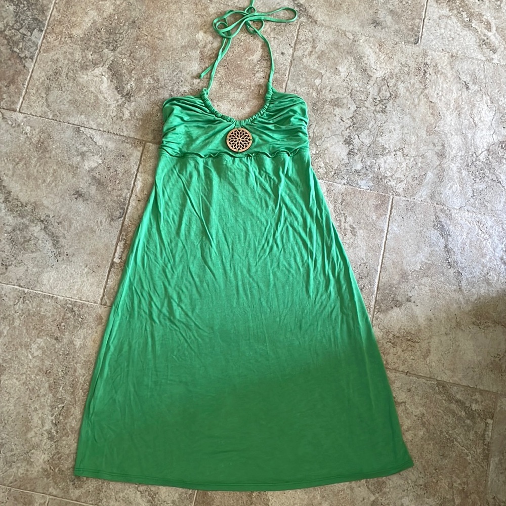 To the max green halter summer dress